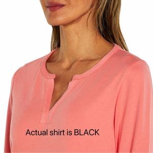 NWT Orvis Womens’ Salmon 3/4 Sleeve Split Neck 100%  Pima Cotton Top in Black
